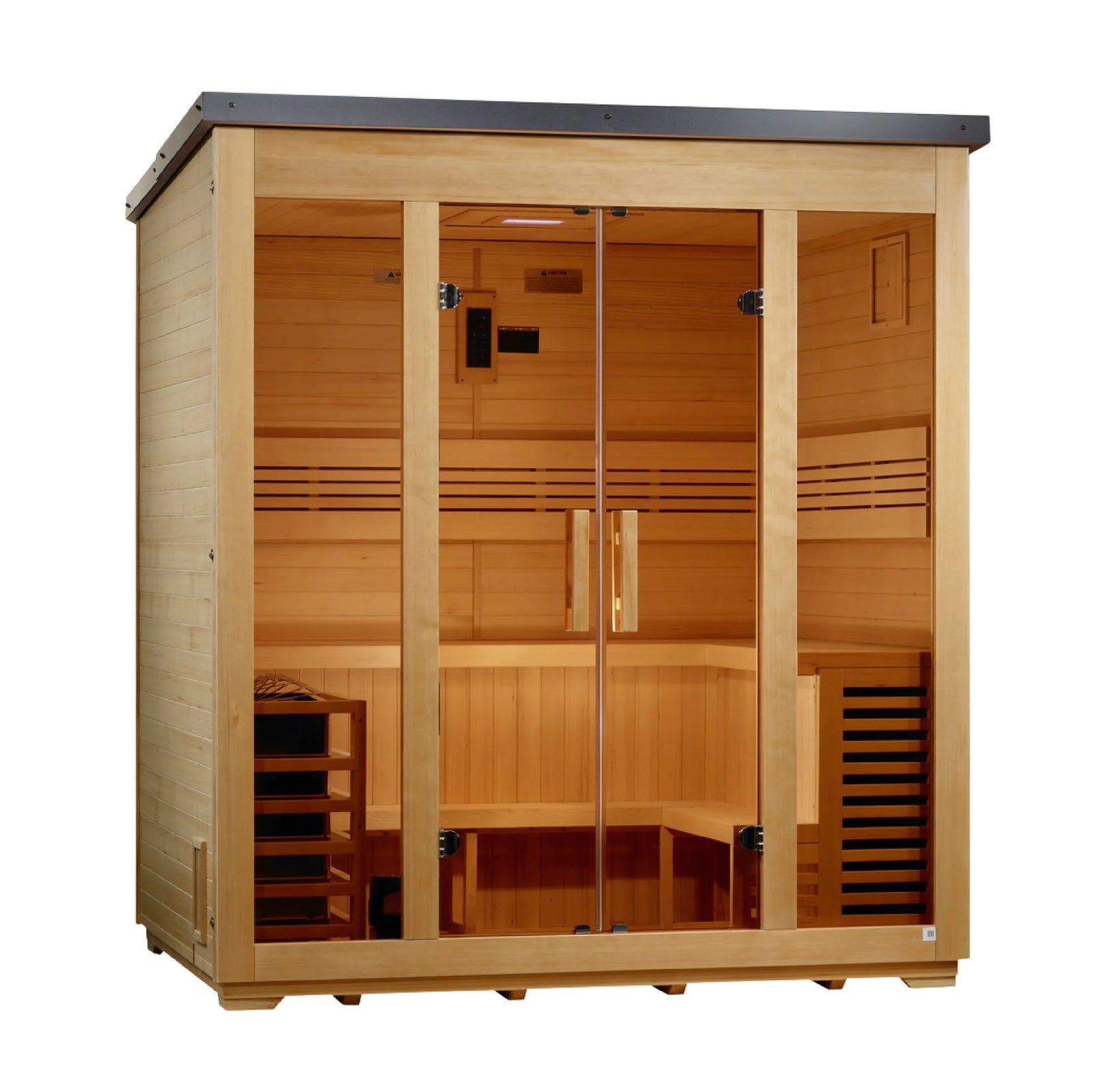 Golden Designs 5 Person Traditional Flat Roof Outdoor Sauna - Pro Plunge