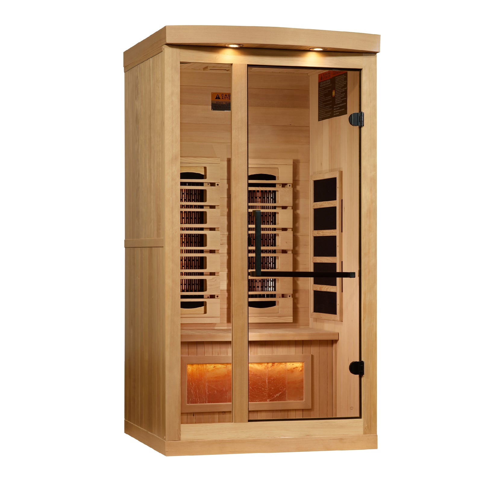 Golden Designs 1-2-Person Full Spectrum PureTech™ Near Zero EMF FAR Infrared Sauna with Himalayan Salt Bar - Pro Plunge