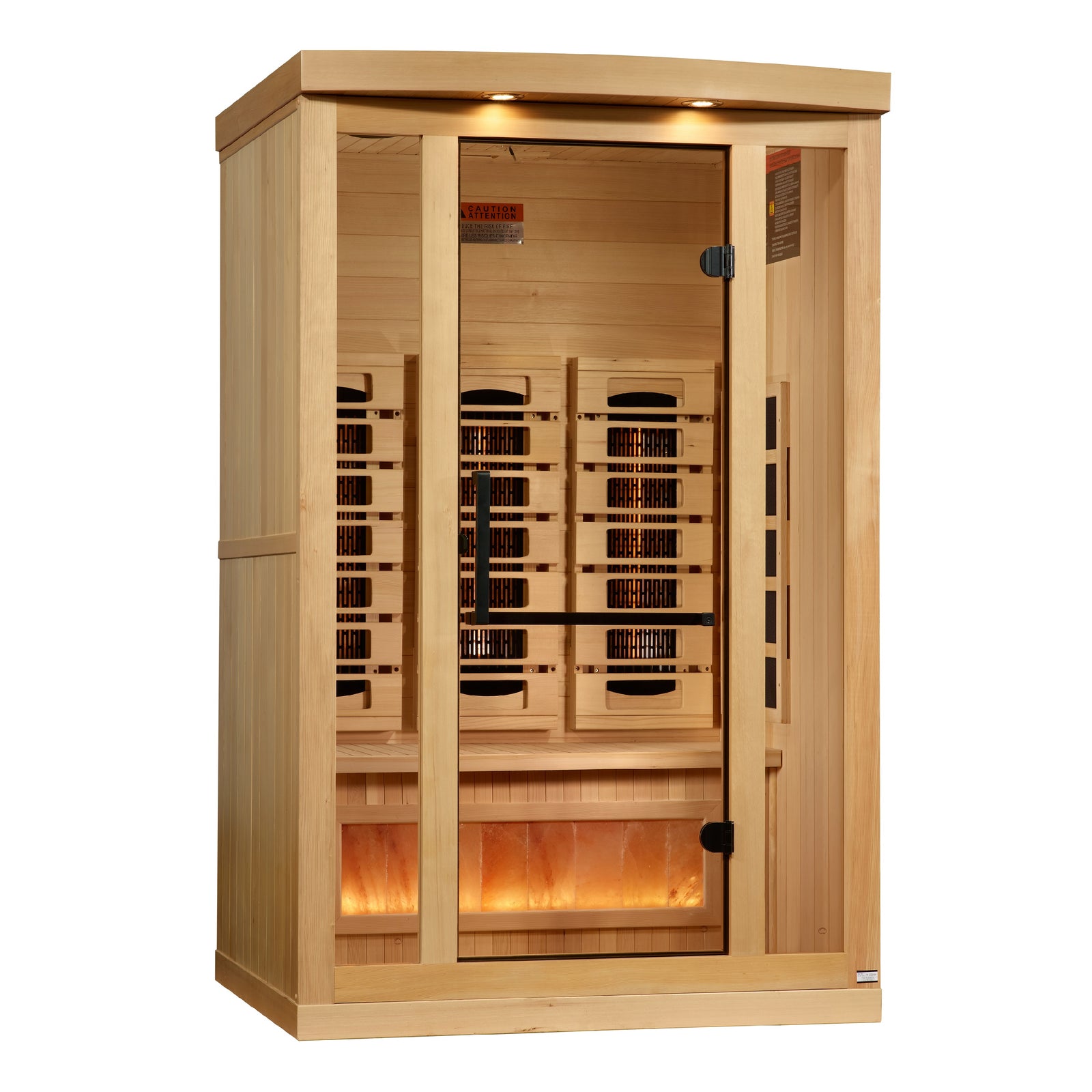 Golden Designs 2-Person Full Spectrum PureTech™ Near Zero EMF FAR Infrared Sauna with Himalayan Salt Bar - Pro Plunge
