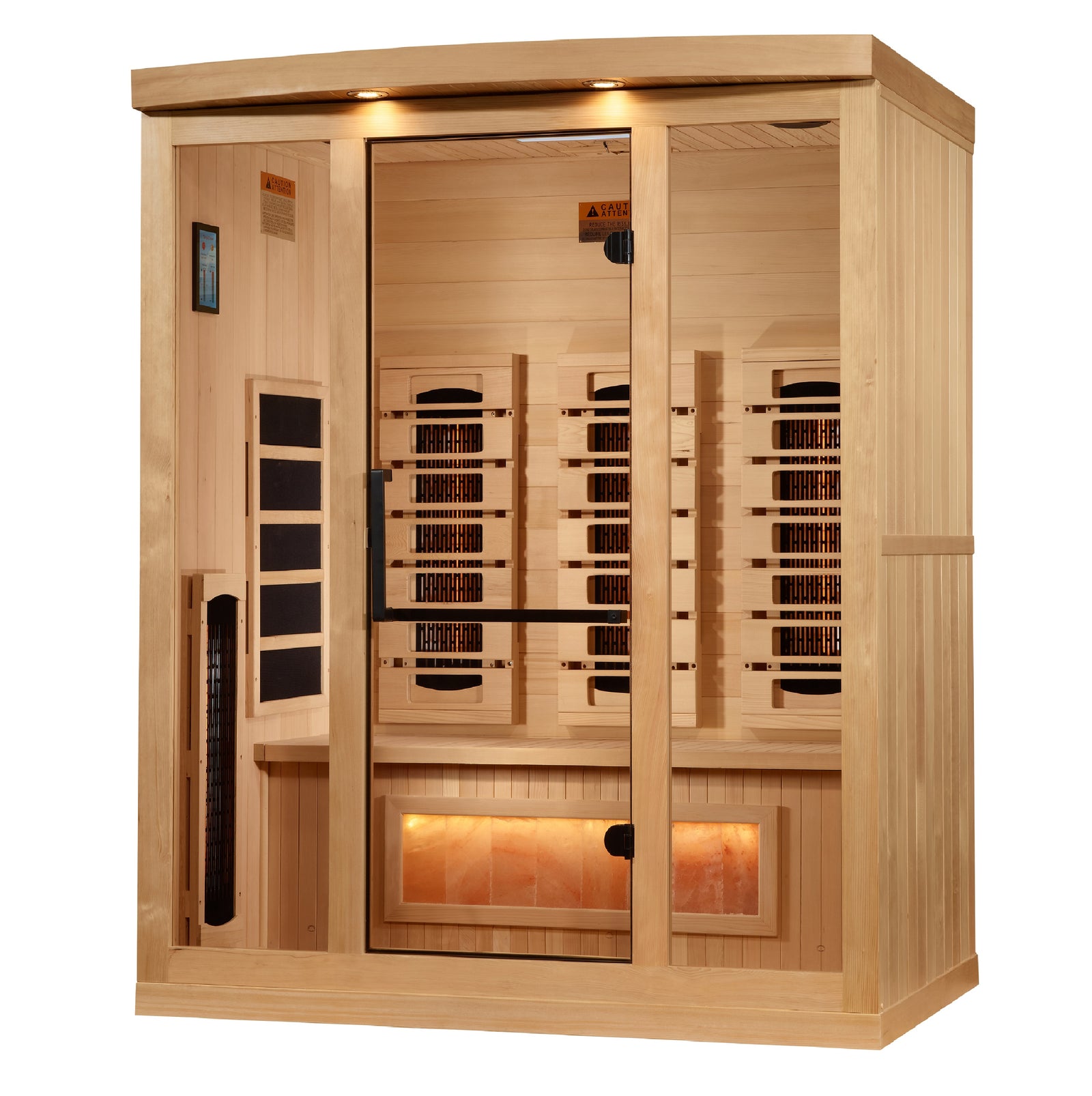 Golden Designs 3-Person Full Spectrum PureTech™ Near Zero EMF FAR Infrared Sauna with Himalayan Salt Bar - Pro Plunge