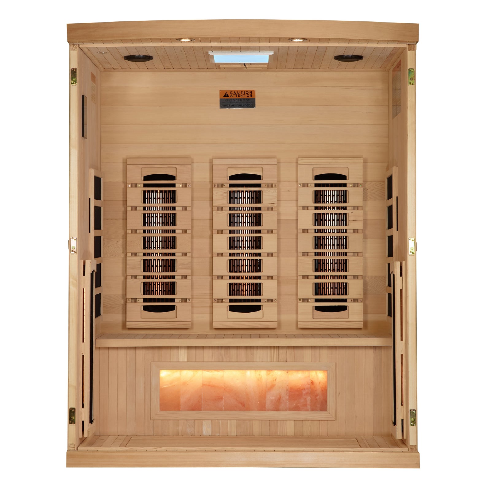 Golden Designs 3-Person Full Spectrum PureTech™ Near Zero EMF FAR Infrared Sauna with Himalayan Salt Bar - Pro Plunge