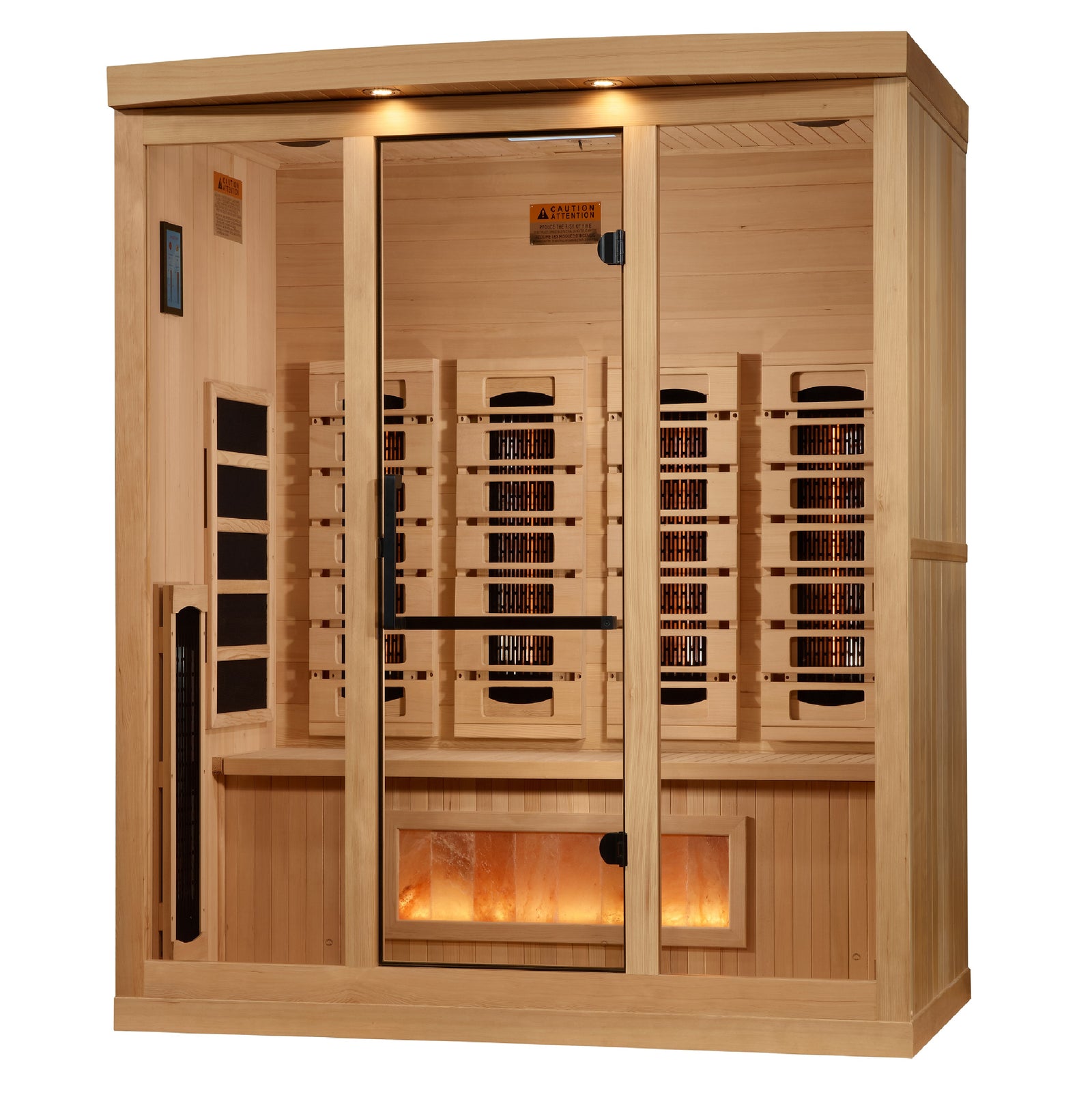 Golden Designs 4-Person Full Spectrum PureTech™ Near Zero EMF FAR Infrared Sauna with Himalayan Salt Bar - Pro Plunge