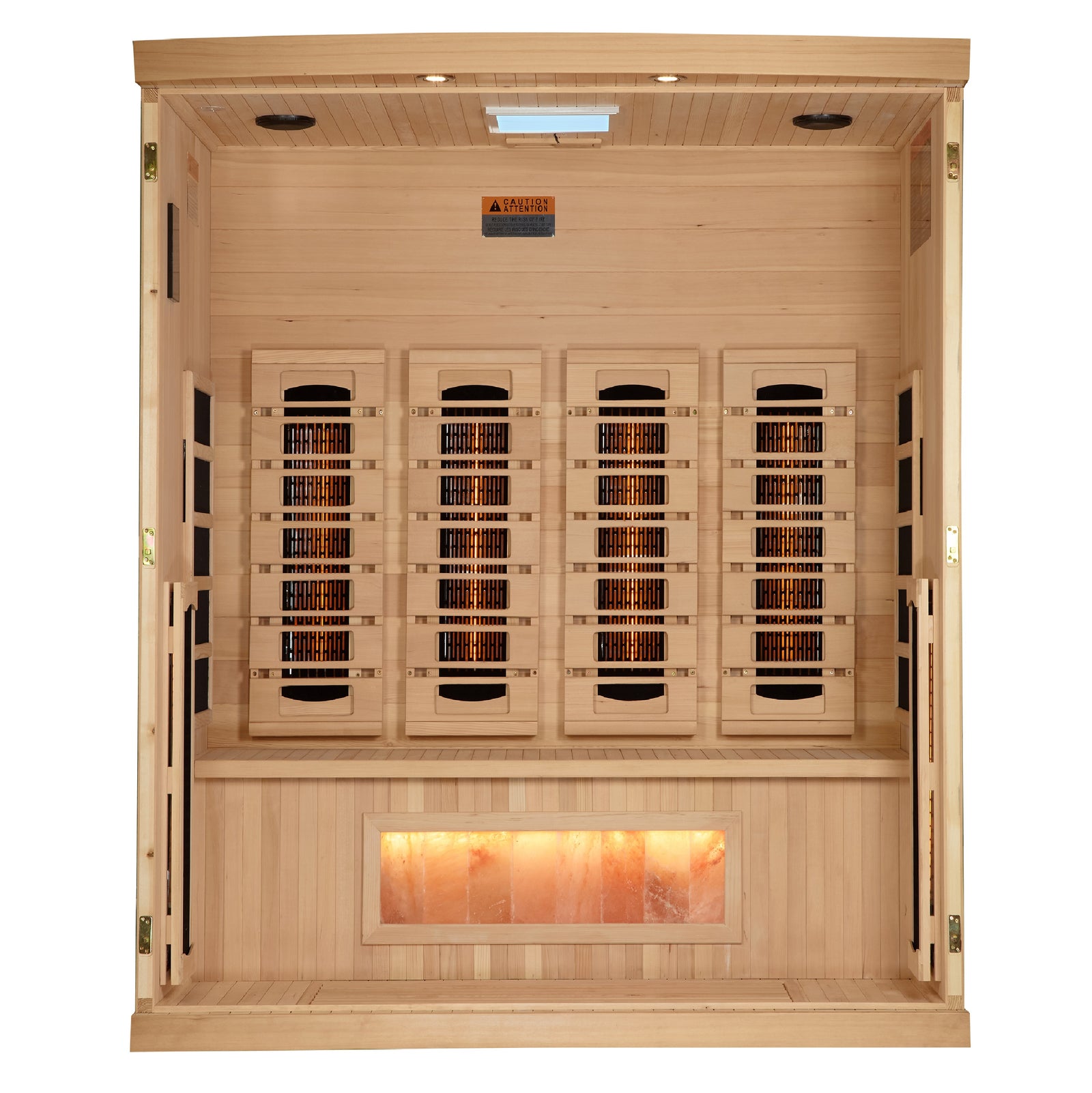 Golden Designs 4-Person Full Spectrum PureTech™ Near Zero EMF FAR Infrared Sauna with Himalayan Salt Bar - Pro Plunge