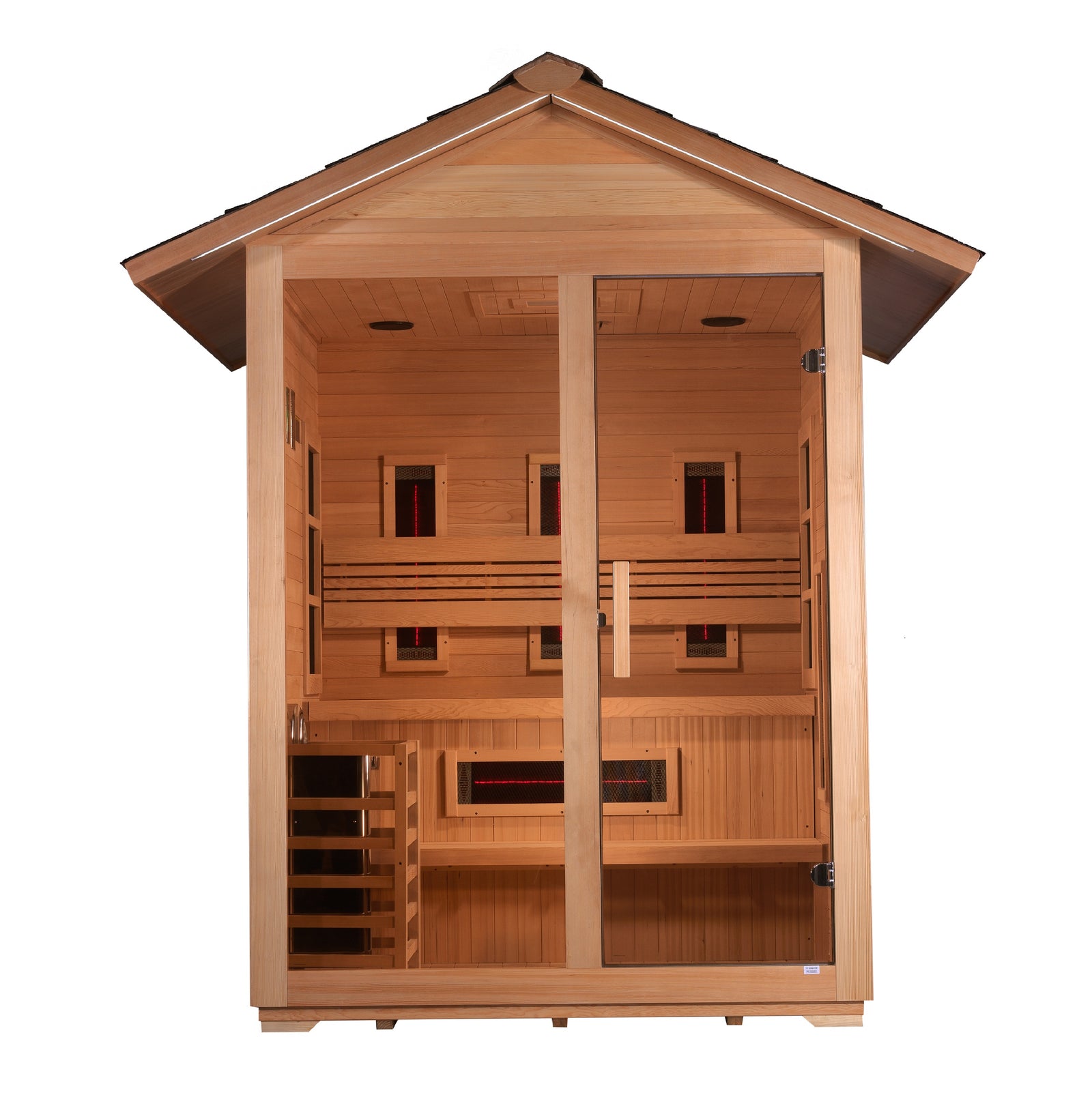 Golden Designs "Carinthia" 3 Person Hybrid (PureTech™ Full Spectrum IR or Traditional Stove) Outdoor Sauna - Pro Plunge