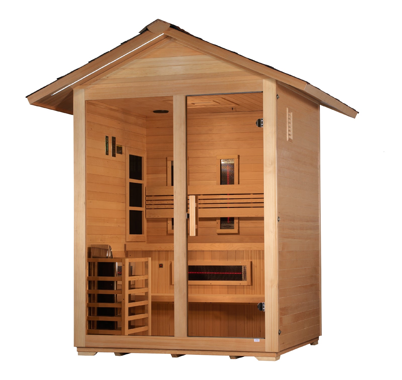 Golden Designs "Carinthia" 3 Person Hybrid (PureTech™ Full Spectrum IR or Traditional Stove) Outdoor Sauna - Pro Plunge