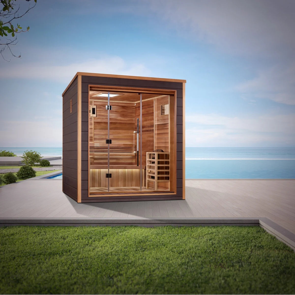 Golden Designs Drammen 3 Person Outdoor-Indoor Traditional Sauna - Pro Plunge