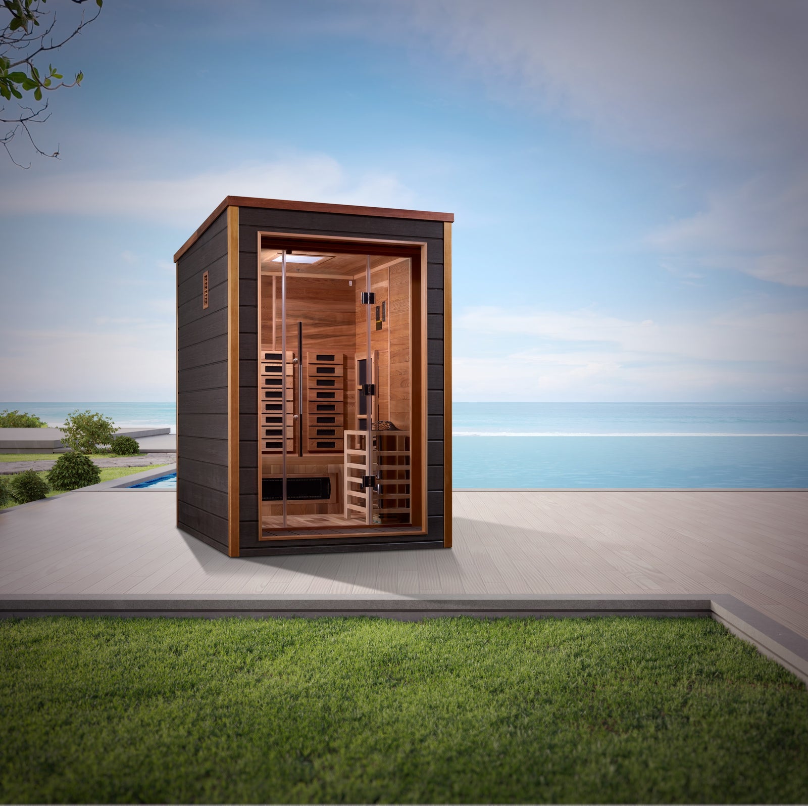 Golden Designs Nora 2 Person Hybrid Outdoor Sauna - Pro Plunge