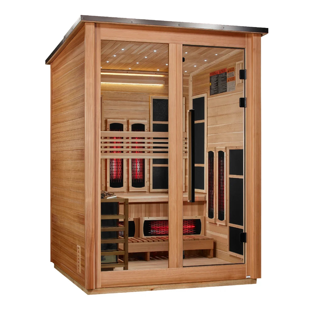 Golden Designs Loviisa 3 Person Hybrid (PureTech™ Full Spectrum IR or Traditional Stove) Outdoor Sauna