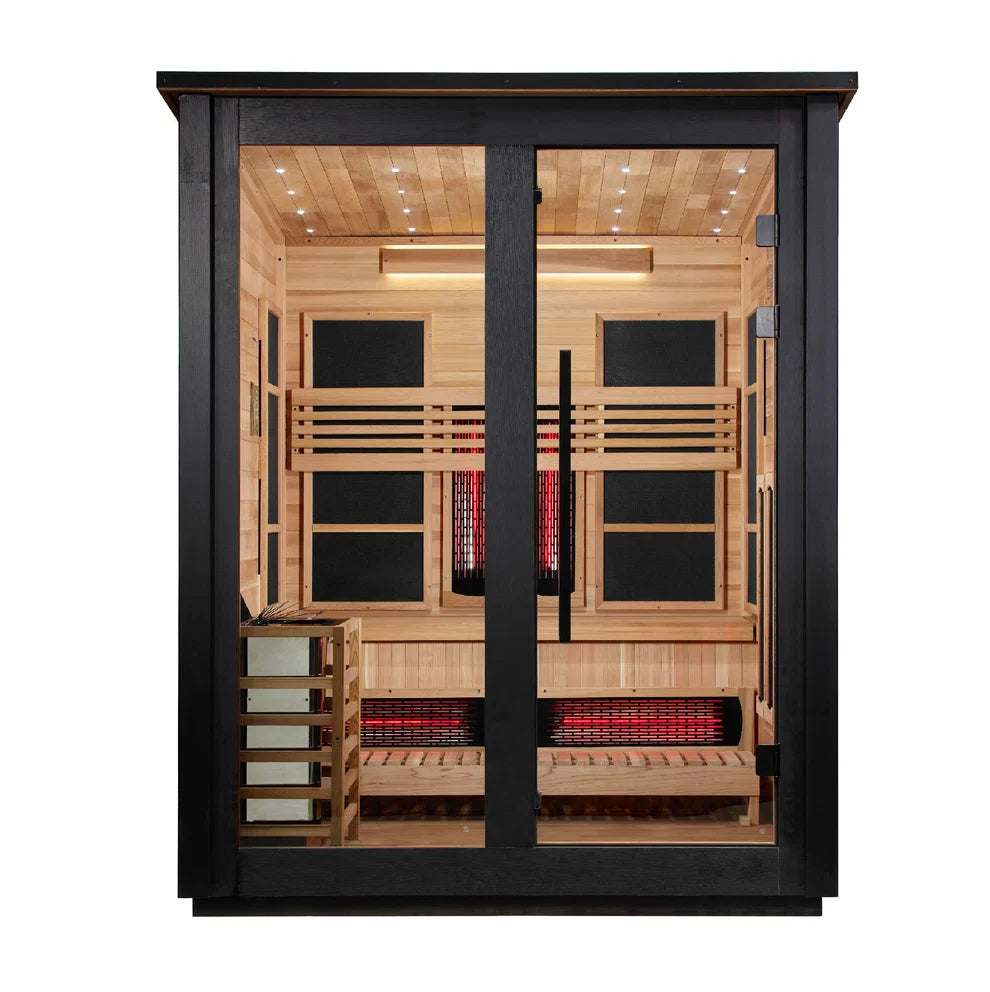 Golden Designs Loviisa 3 Person Hybrid (PureTech™ Full Spectrum IR or Traditional Stove) Outdoor Sauna