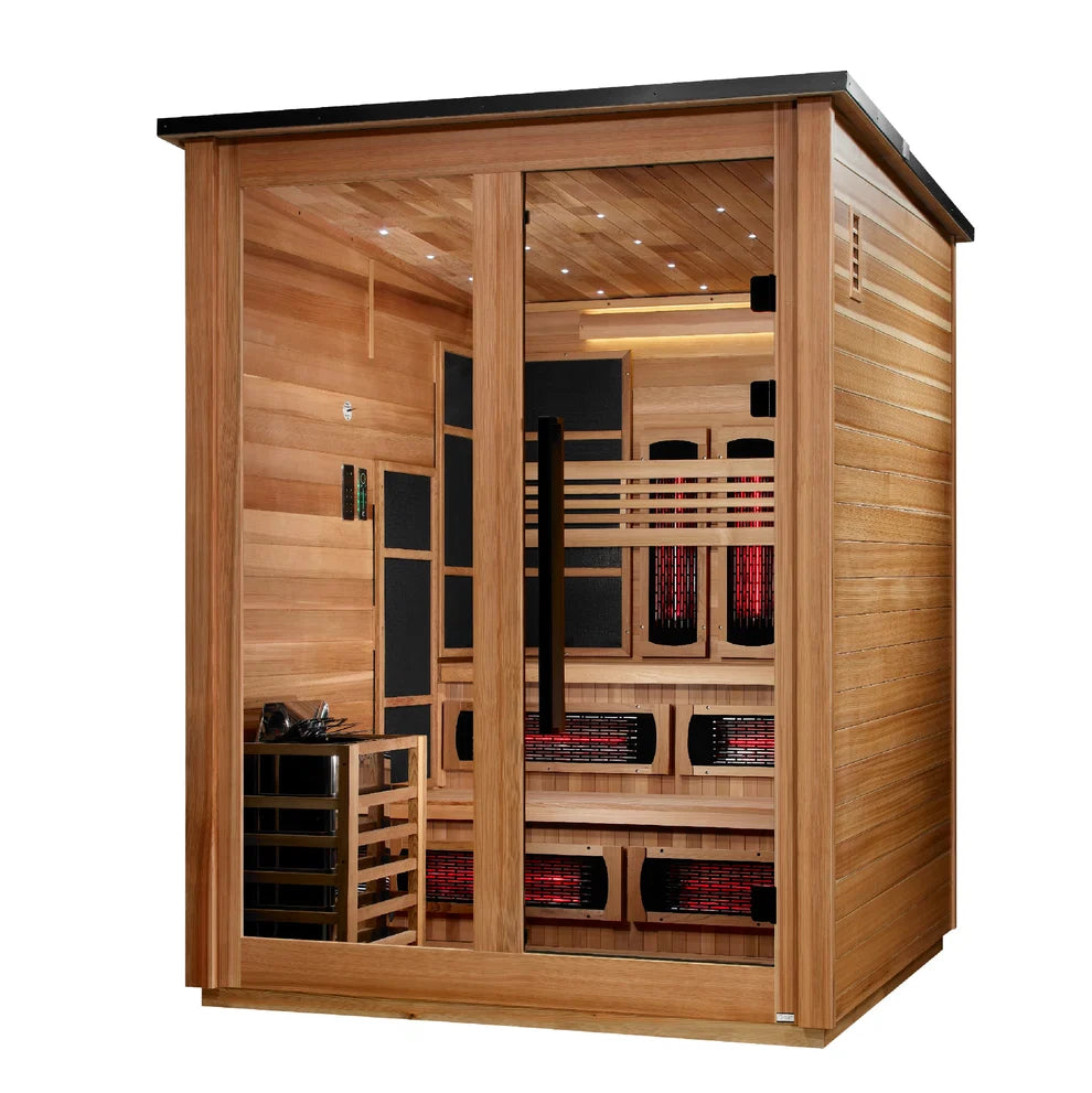 Golden Designs Kaskinen 6 Person Hybrid (PureTech™ Full Spectrum IR or Traditional Stove) Outdoor Sauna