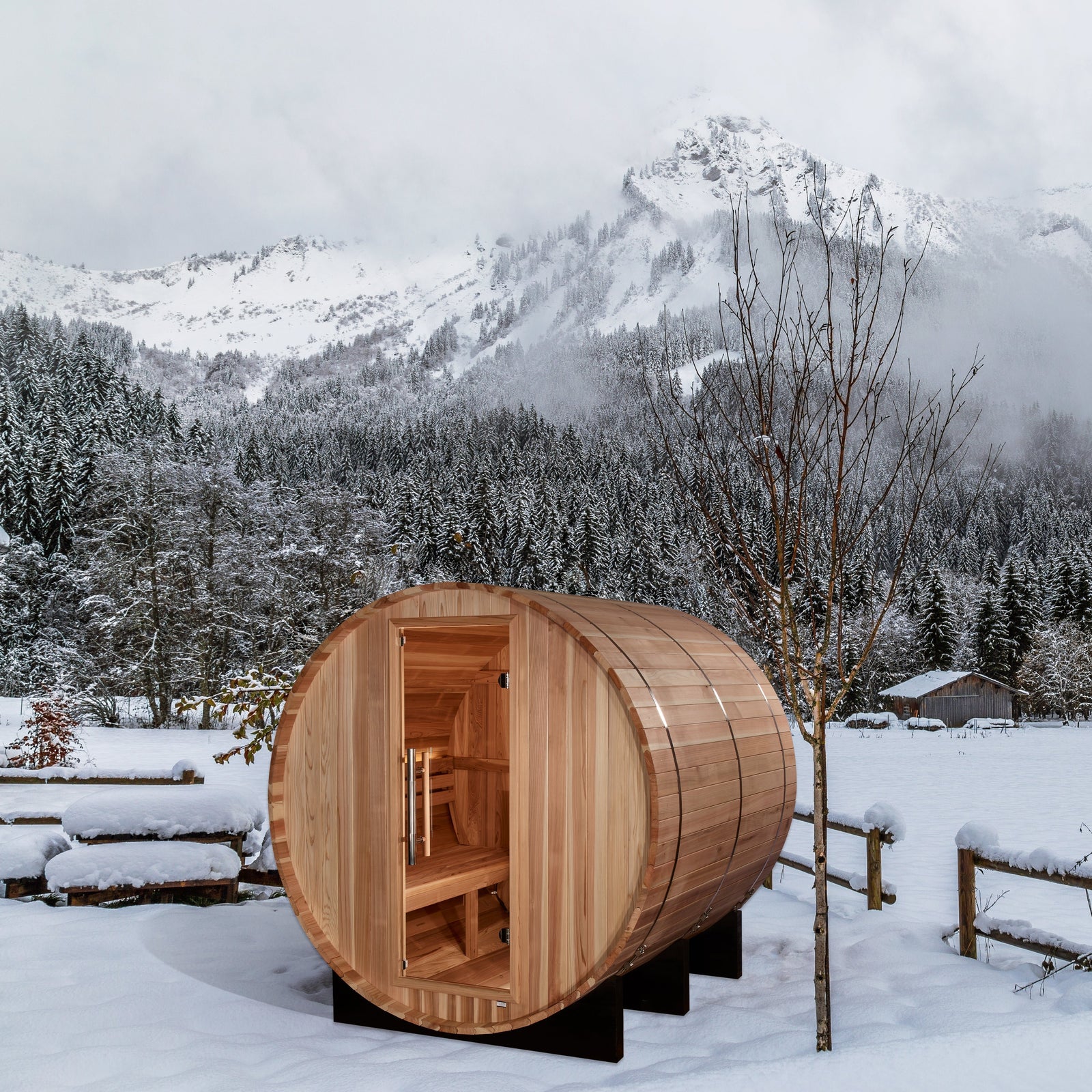 Golden Designs "Arosa" 4 Person Barrel Traditional Sauna - Pro Plunge