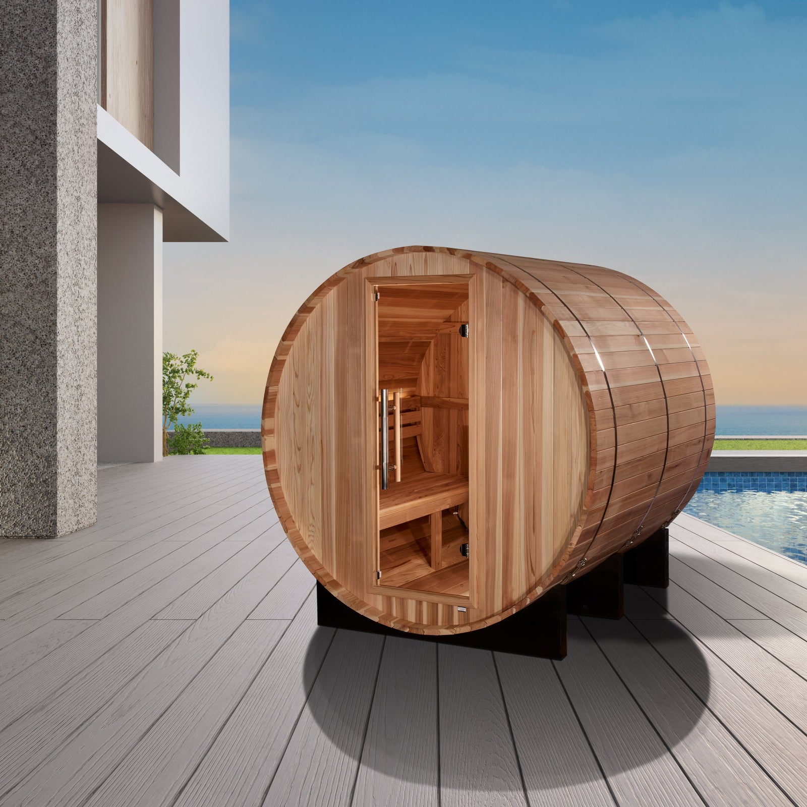 Golden Designs "Arosa" 4 Person Barrel Traditional Sauna - Pro Plunge