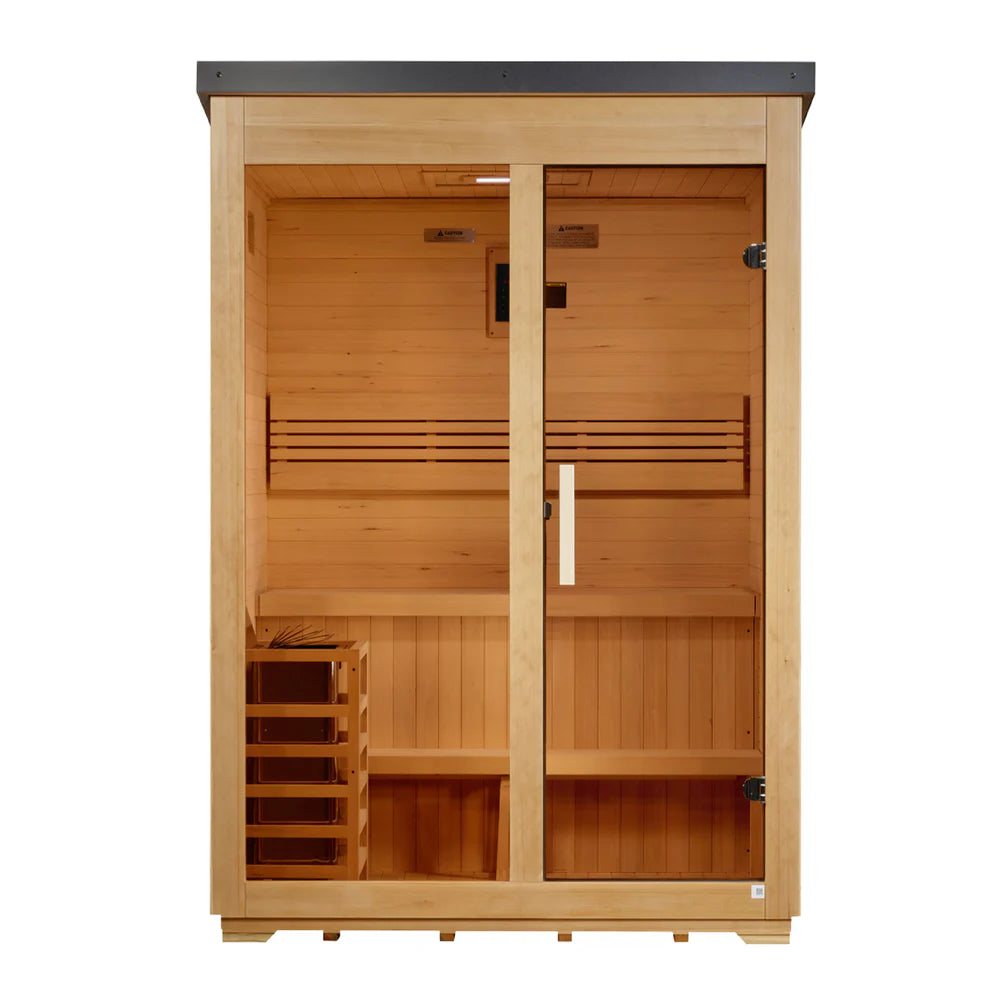 Golden Designs "Arlberg" 3 Person Traditional Outdoor Steam Sauna - Flat Roof - Pro Plunge