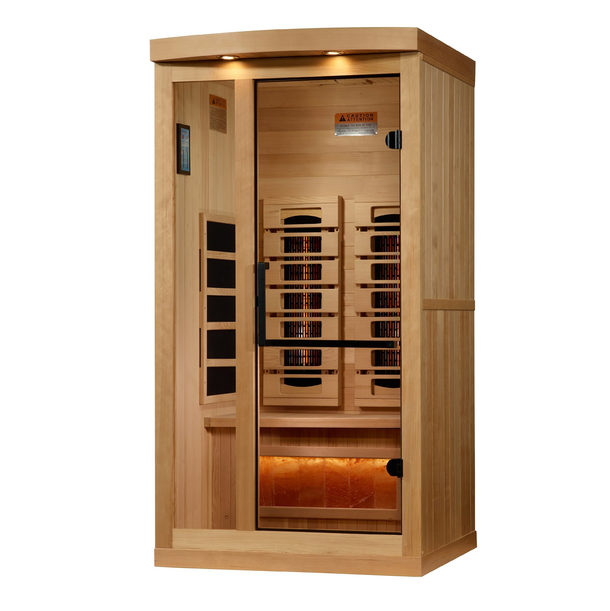 Golden Designs 1-2-Person Full Spectrum PureTech™ Near Zero EMF FAR Infrared Sauna with Himalayan Salt Bar