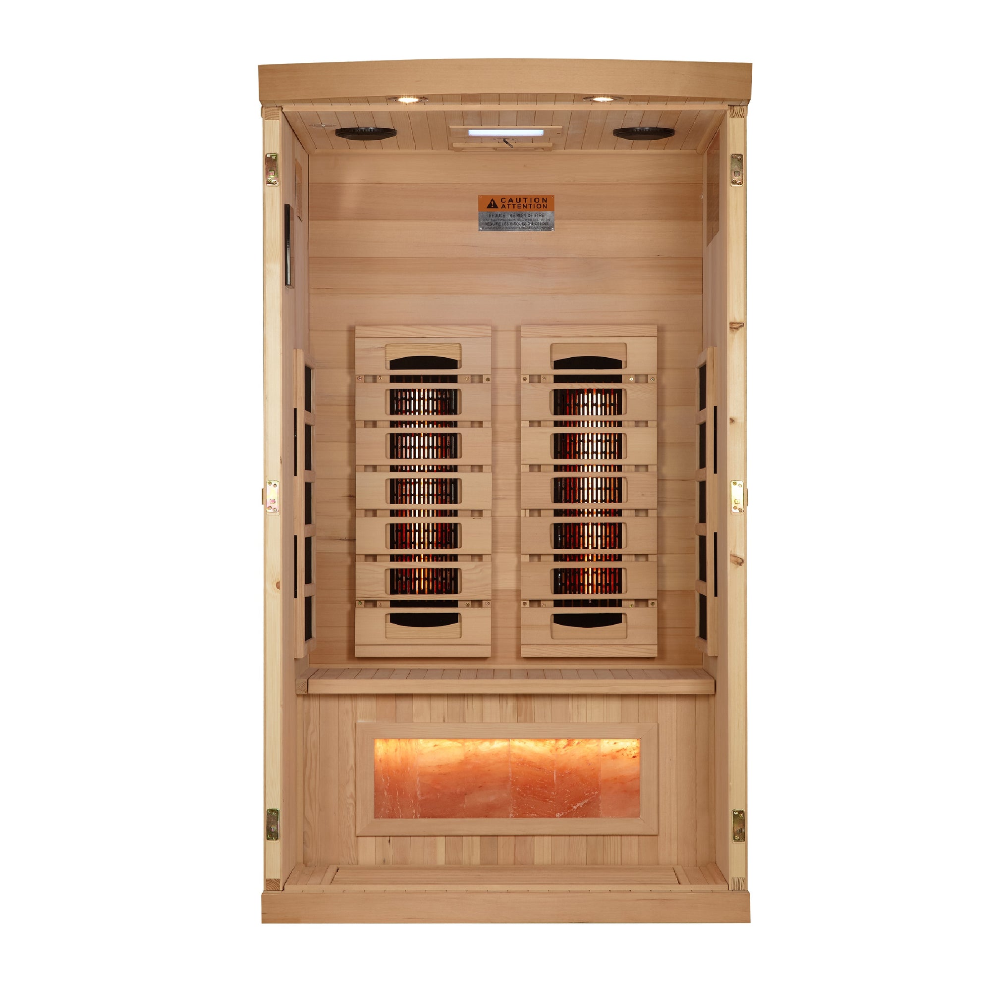 Golden Designs 1-2-Person Full Spectrum PureTech™ Near Zero EMF FAR Infrared Sauna with Himalayan Salt Bar