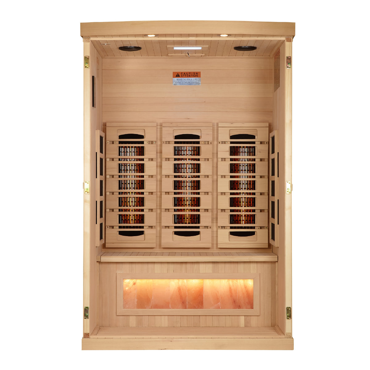 Golden Designs 2-Person Full Spectrum PureTech™ Near Zero EMF FAR Infrared Sauna with Himalayan Salt Bar - Pro Plunge