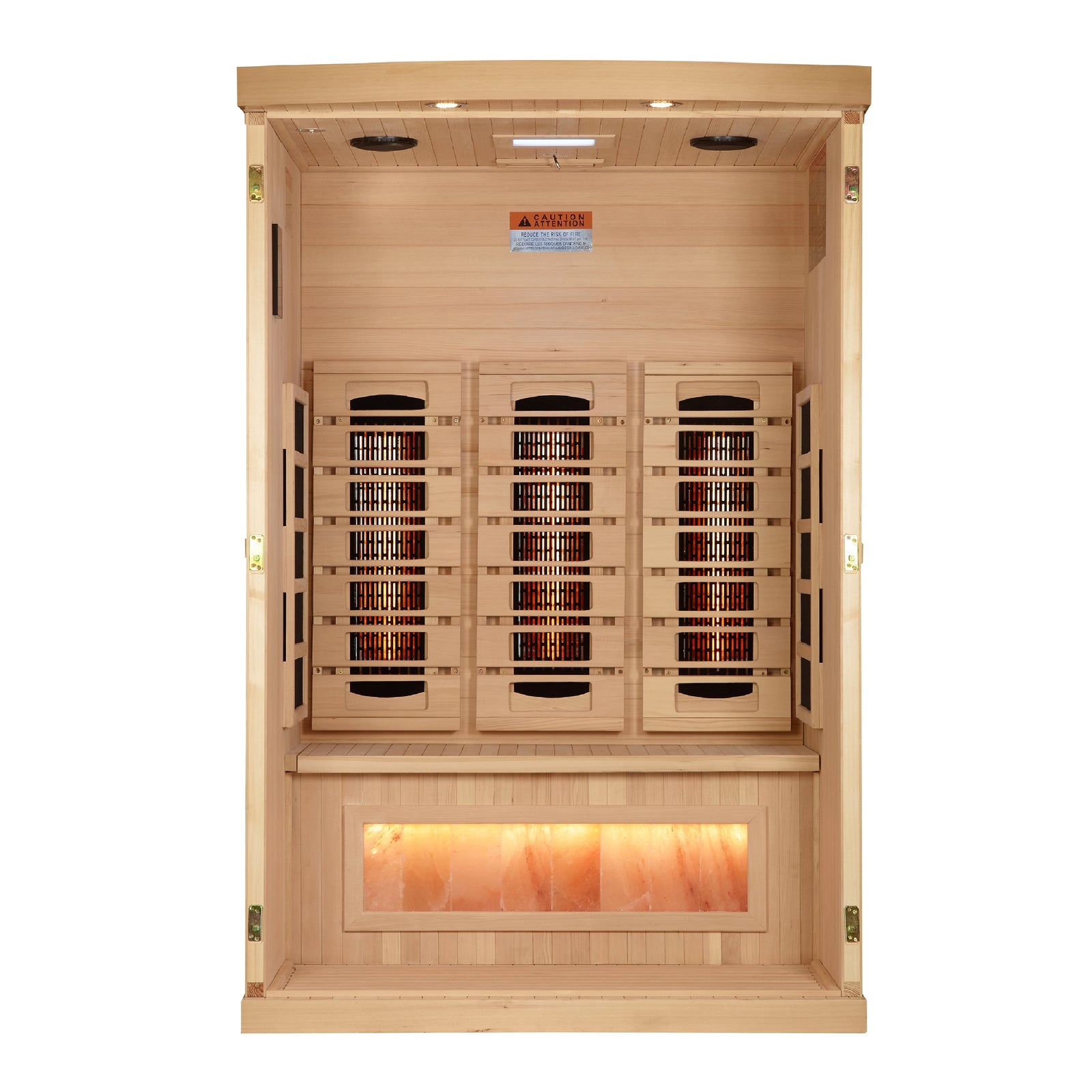 Golden Designs 2-Person Full Spectrum PureTech™ Near Zero EMF FAR Infrared Sauna with Himalayan Salt Bar - Pro Plunge