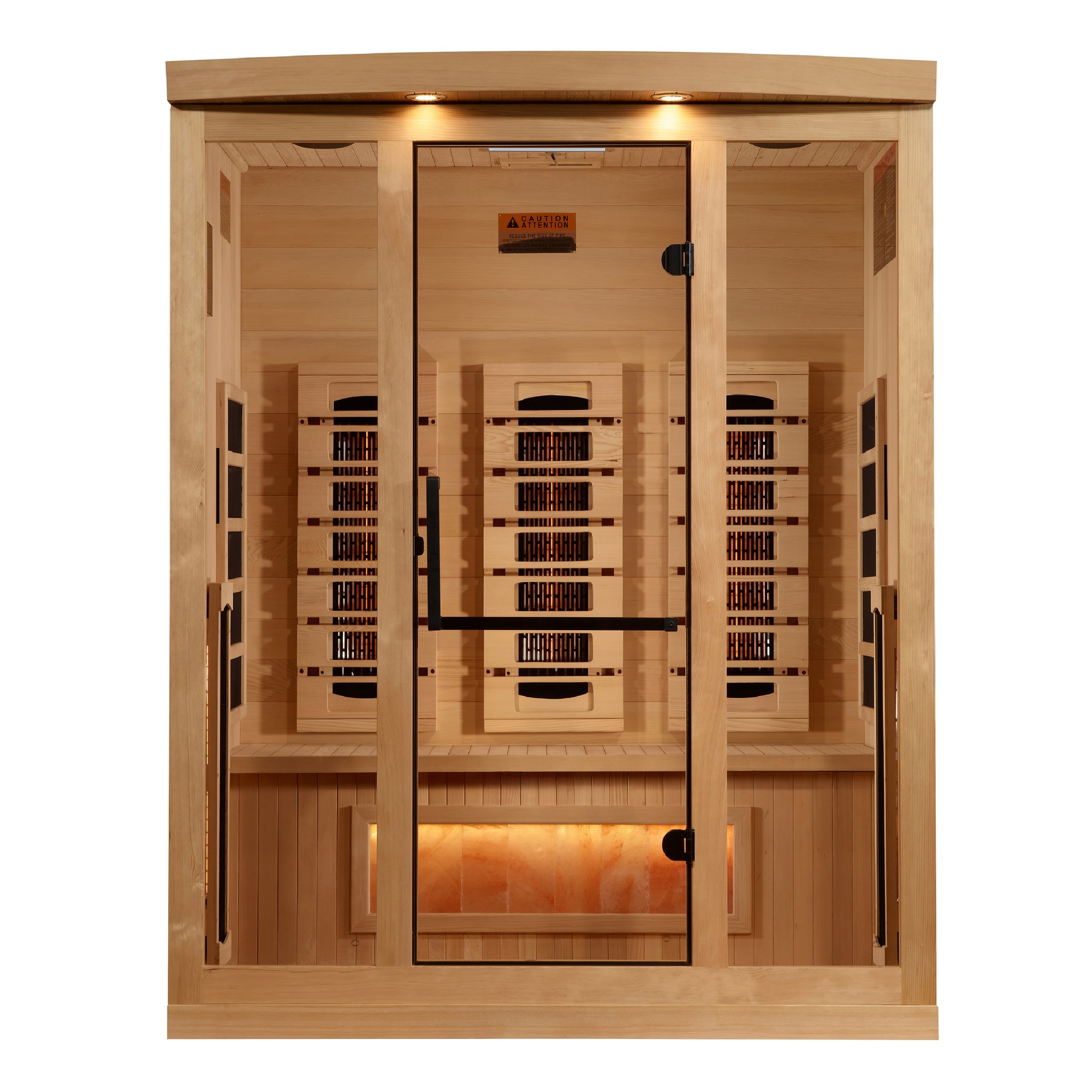 Golden Designs 3-Person Full Spectrum PureTech™ Near Zero EMF FAR Infrared Sauna with Himalayan Salt Bar