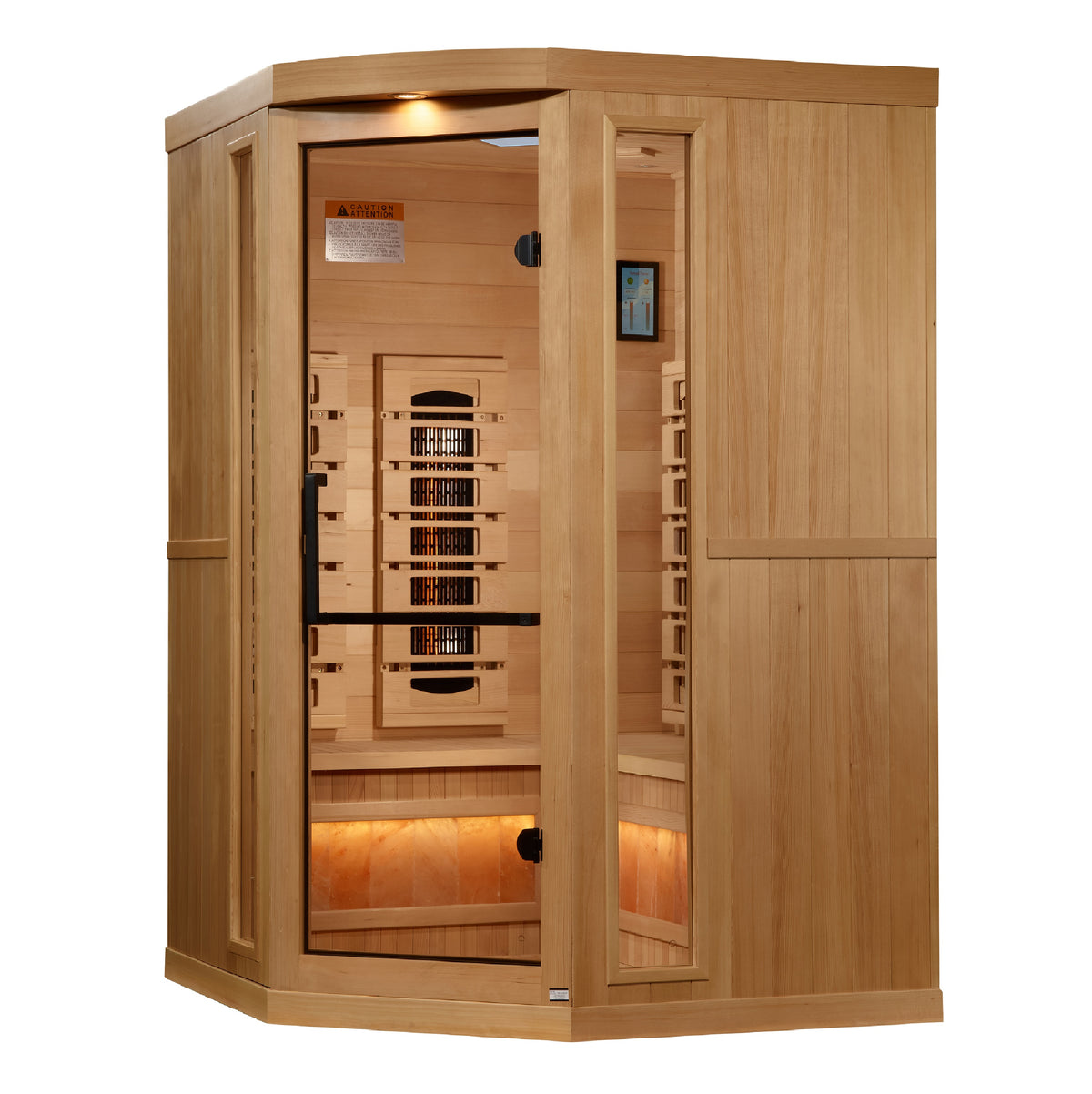 Golden Designs 3-Person Corner Full Spectrum PureTech™ Near Zero EMF FAR Infrared Sauna with Himalayan Salt Bar - Pro Plunge