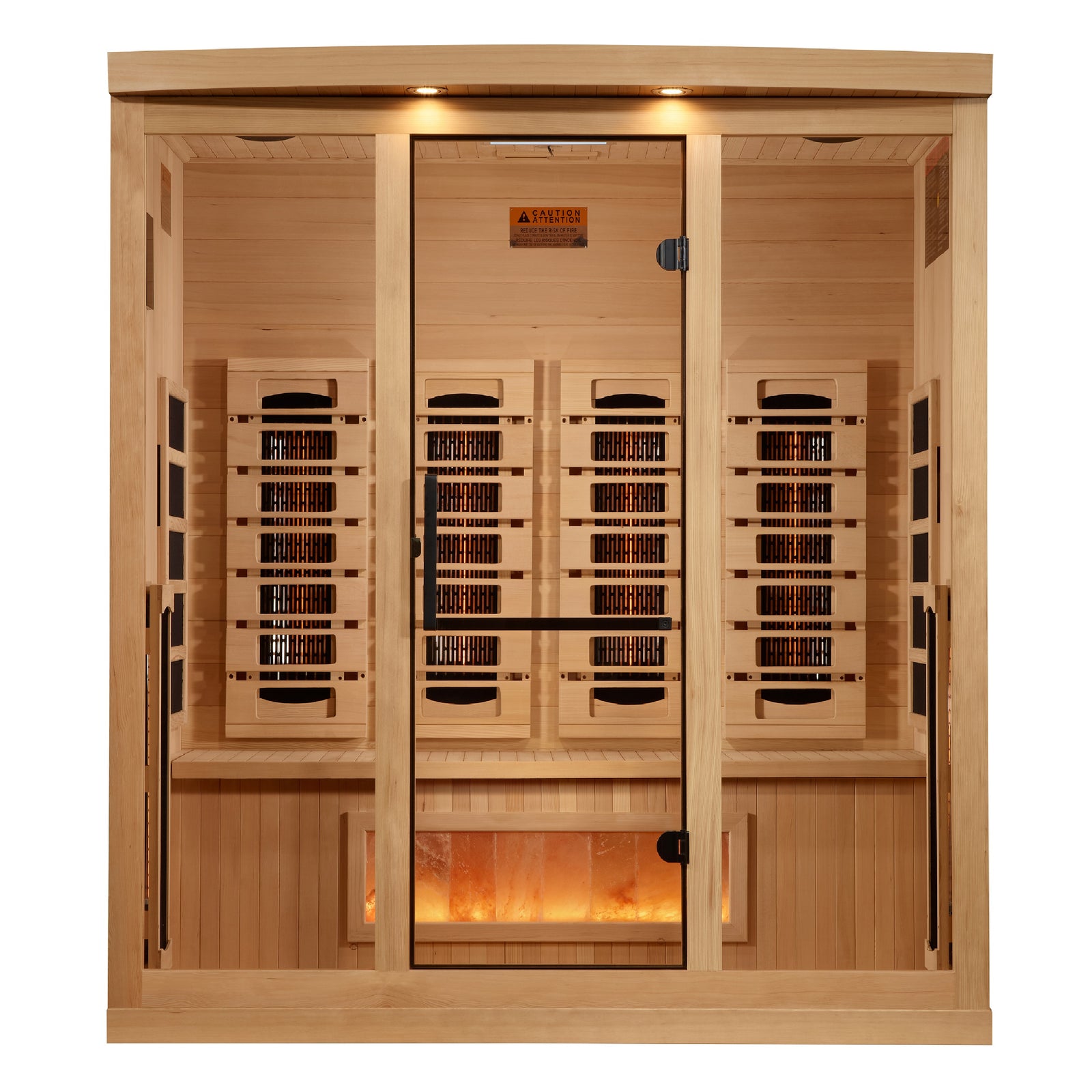 Golden Designs 4-Person Full Spectrum PureTech™ Near Zero EMF FAR Infrared Sauna with Himalayan Salt Bar - Pro Plunge
