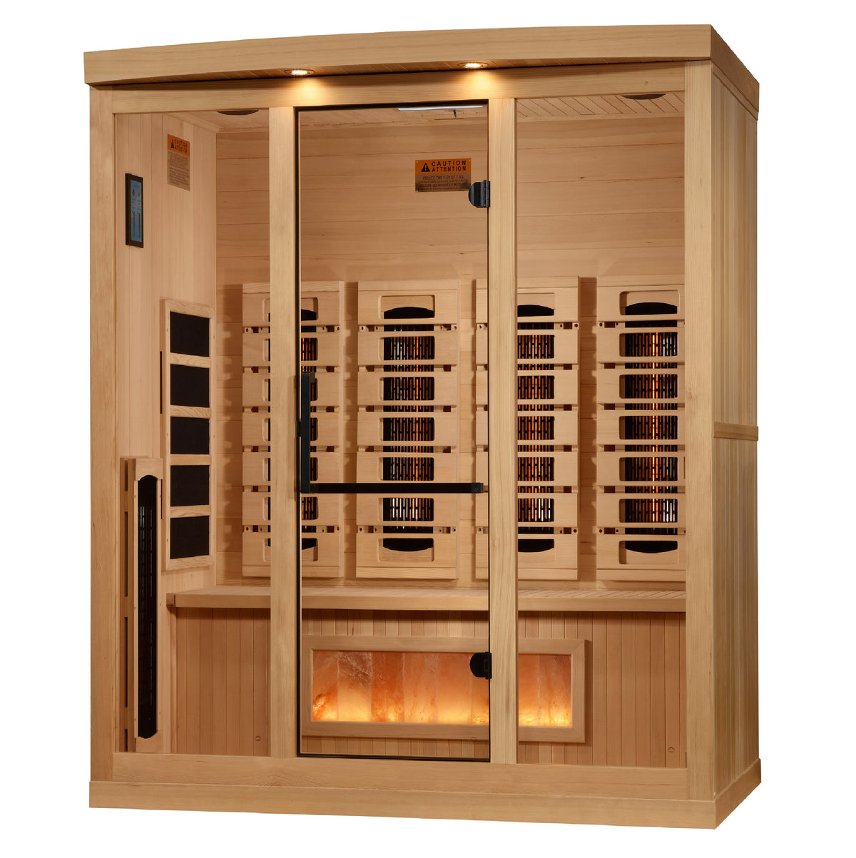 Golden Designs 4-Person Full Spectrum PureTech™ Near Zero EMF FAR Infrared Sauna with Himalayan Salt Bar - Pro Plunge