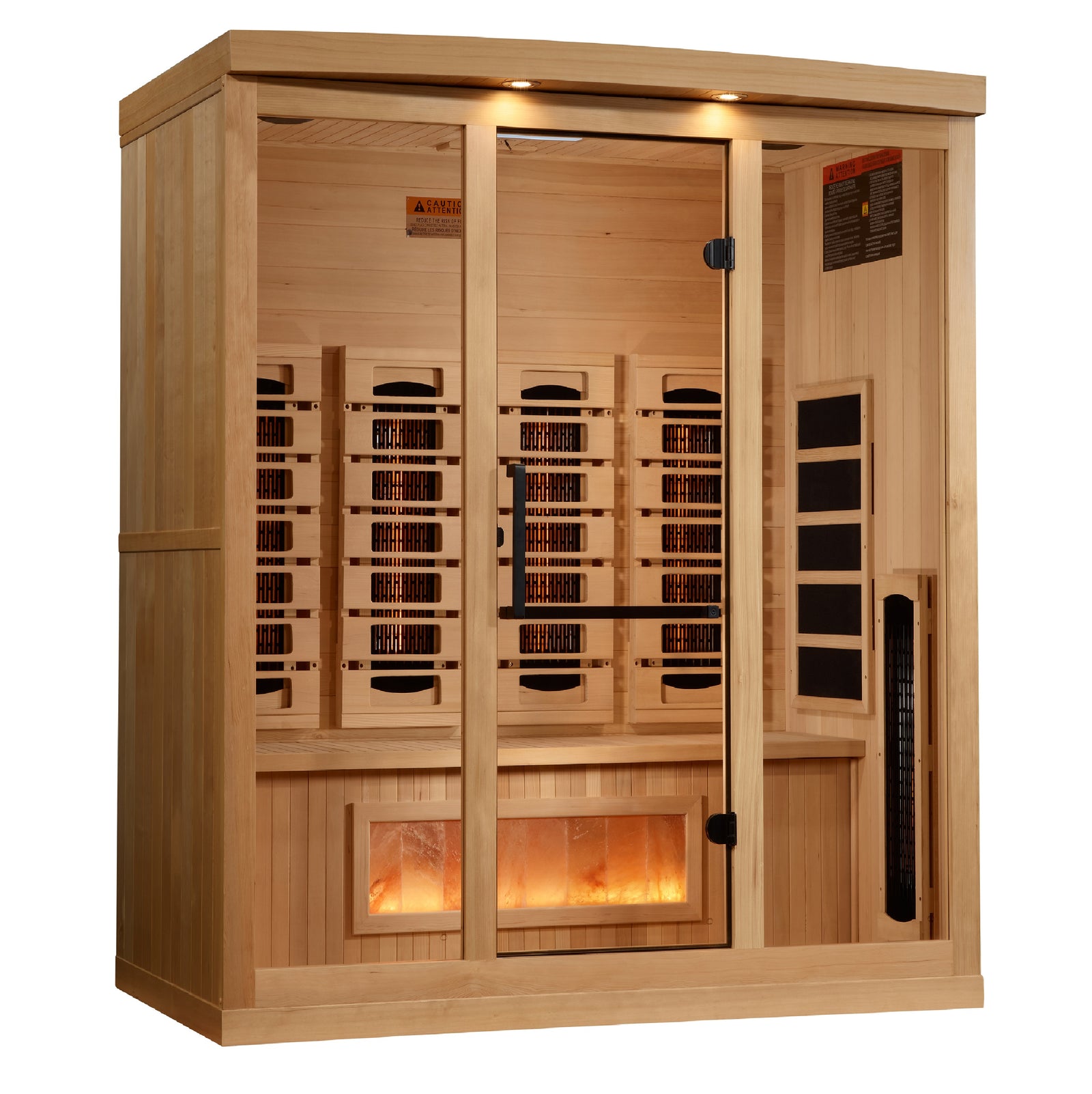 Golden Designs 4-Person Full Spectrum PureTech™ Near Zero EMF FAR Infrared Sauna with Himalayan Salt Bar - Pro Plunge