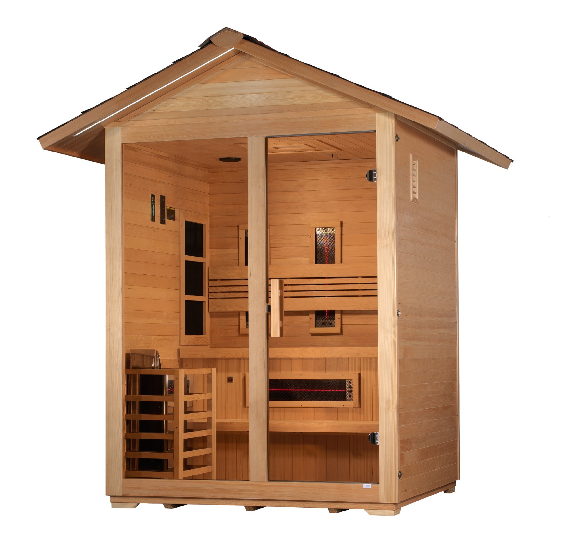 Golden Designs "Carinthia" 3 Person Hybrid (PureTech™ Full Spectrum IR or Traditional Stove) Outdoor Sauna