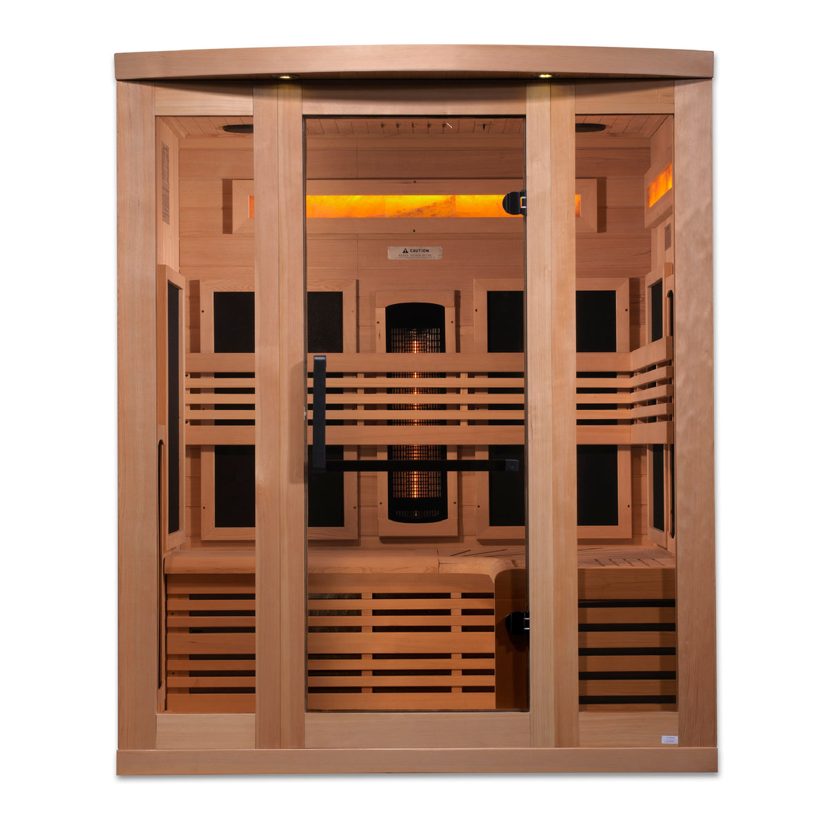 Golden Designs 3-Person Full Spectrum PureTech™ Near Zero EMF FAR Infrared Sauna with Himalayan Salt Bar - Pro Plunge