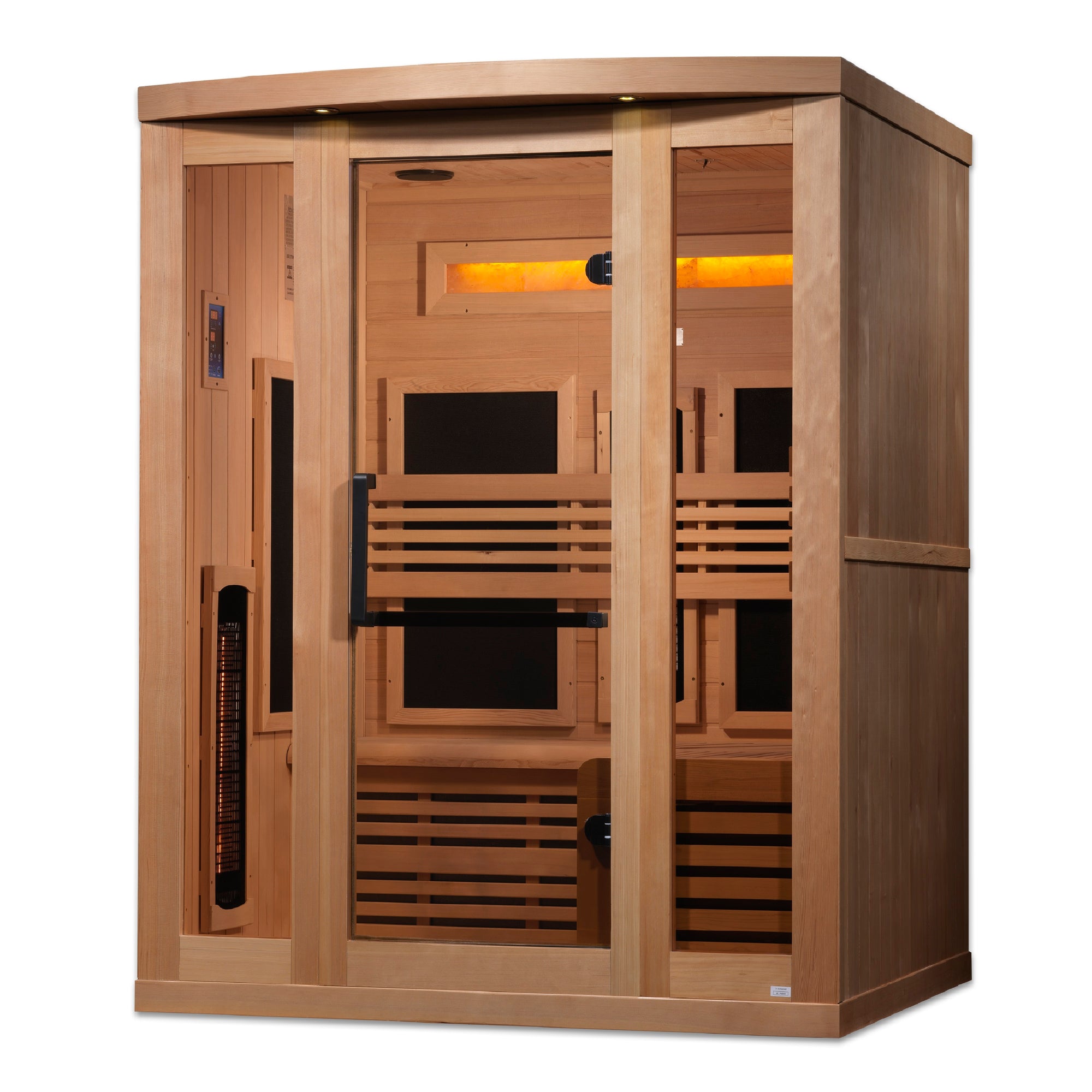 Golden Designs 3-Person Full Spectrum PureTech™ Near Zero EMF FAR Infrared Sauna with Himalayan Salt Bar