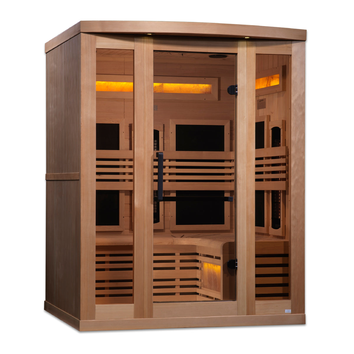 Golden Designs 3-Person Full Spectrum PureTech™ Near Zero EMF FAR Infrared Sauna with Himalayan Salt Bar