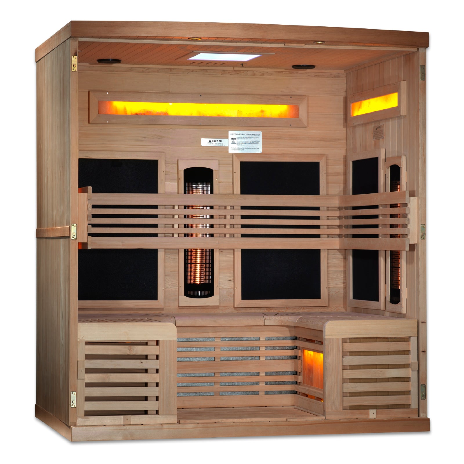 Golden Designs 6-Person Full Spectrum PureTech™ Near Zero EMF FAR Infrared Sauna with Himalayan Salt Bar - Pro Plunge