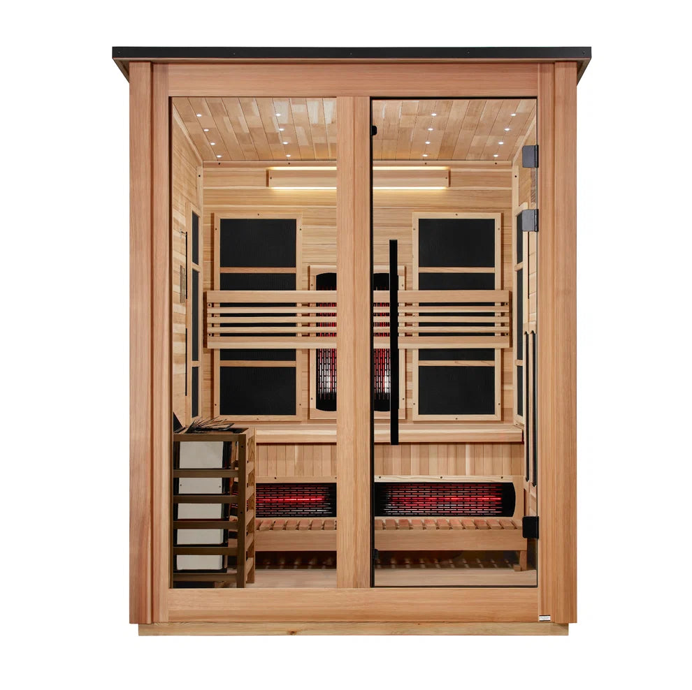 Golden Designs Loviisa 3 Person Hybrid (PureTech™ Full Spectrum IR or Traditional Stove) Outdoor Sauna