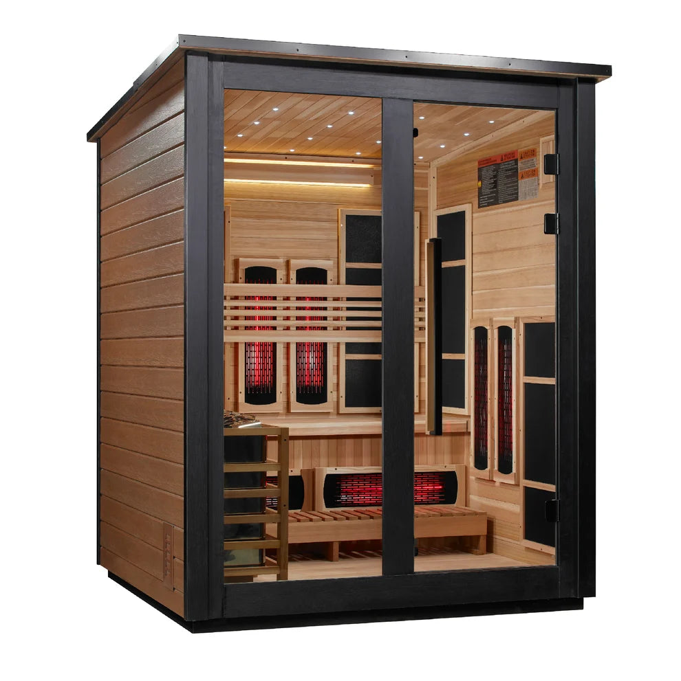 Golden Designs Loviisa 3 Person Hybrid (PureTech™ Full Spectrum IR or Traditional Stove) Outdoor Sauna