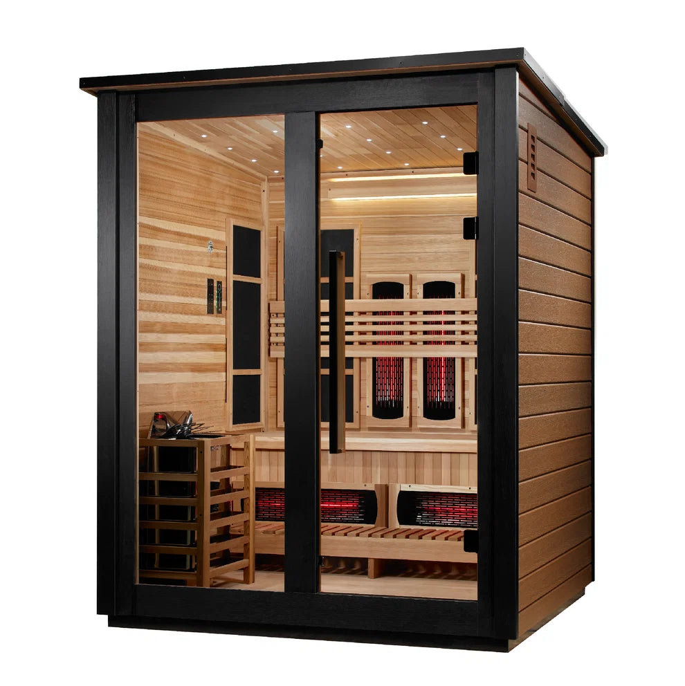 Golden Designs Loviisa 3 Person Hybrid (PureTech™ Full Spectrum IR or Traditional Stove) Outdoor Sauna