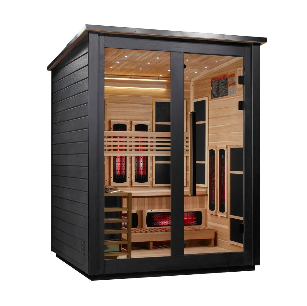 Golden Designs Loviisa 3 Person Hybrid (PureTech™ Full Spectrum IR or Traditional Stove) Outdoor Sauna