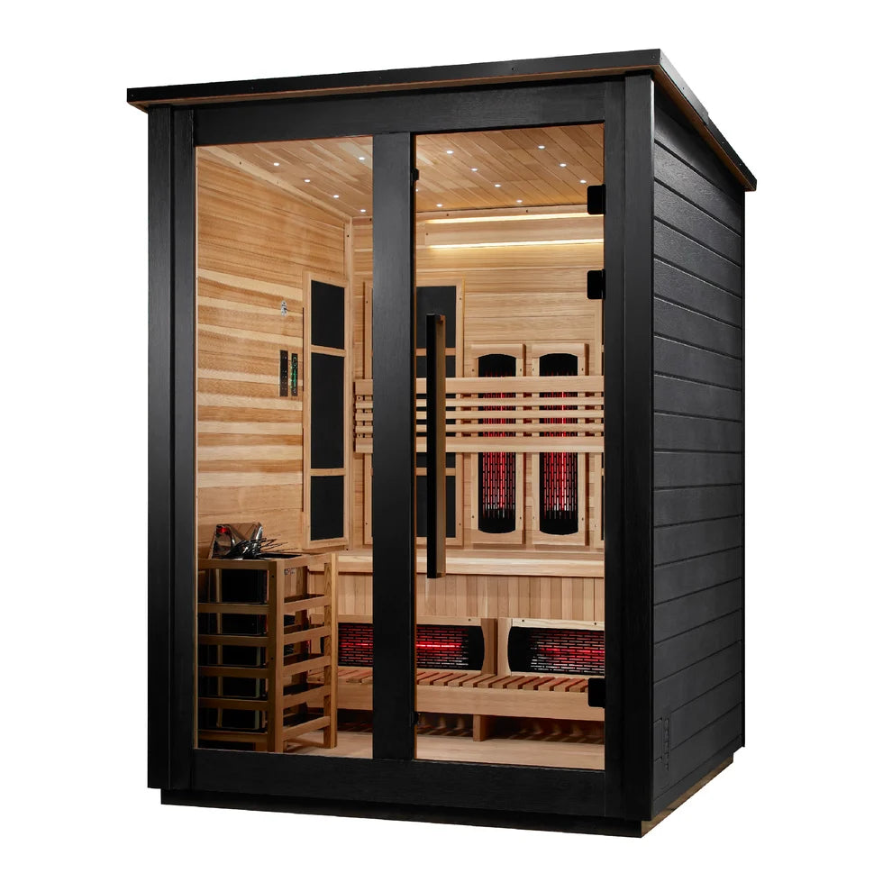 Golden Designs Loviisa 3 Person Hybrid (PureTech™ Full Spectrum IR or Traditional Stove) Outdoor Sauna
