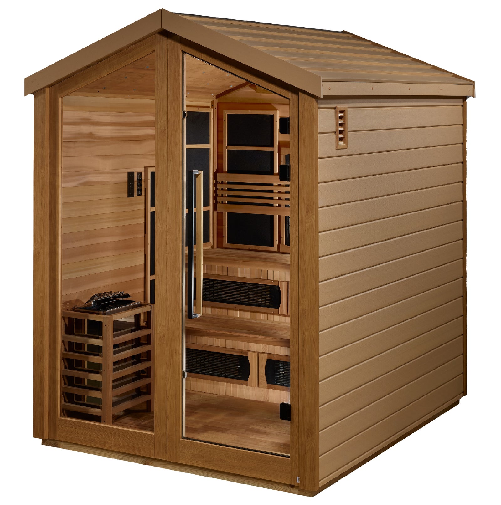 Golden Designs Kaskinen 6 Person Hybrid Outdoor Sauna - Pro Plunge