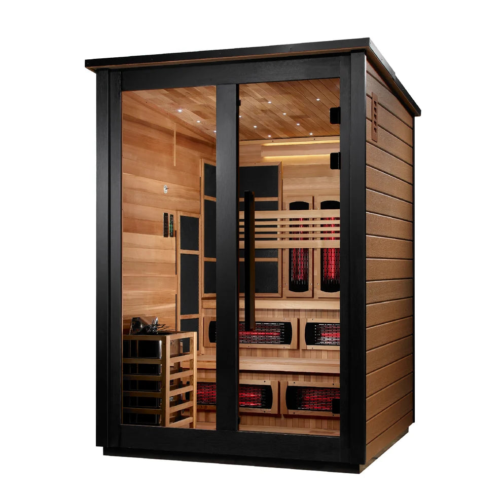 Golden Designs Kaskinen 6 Person Hybrid (PureTech™ Full Spectrum IR or Traditional Stove) Outdoor Sauna