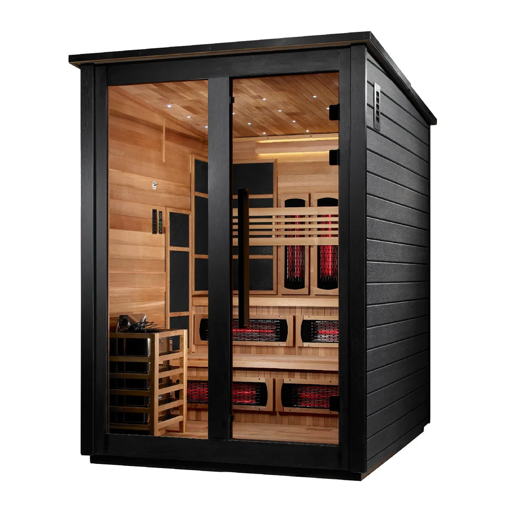 Golden Designs Kaskinen 6 Person Hybrid (PureTech™ Full Spectrum IR or Traditional Stove) Outdoor Sauna