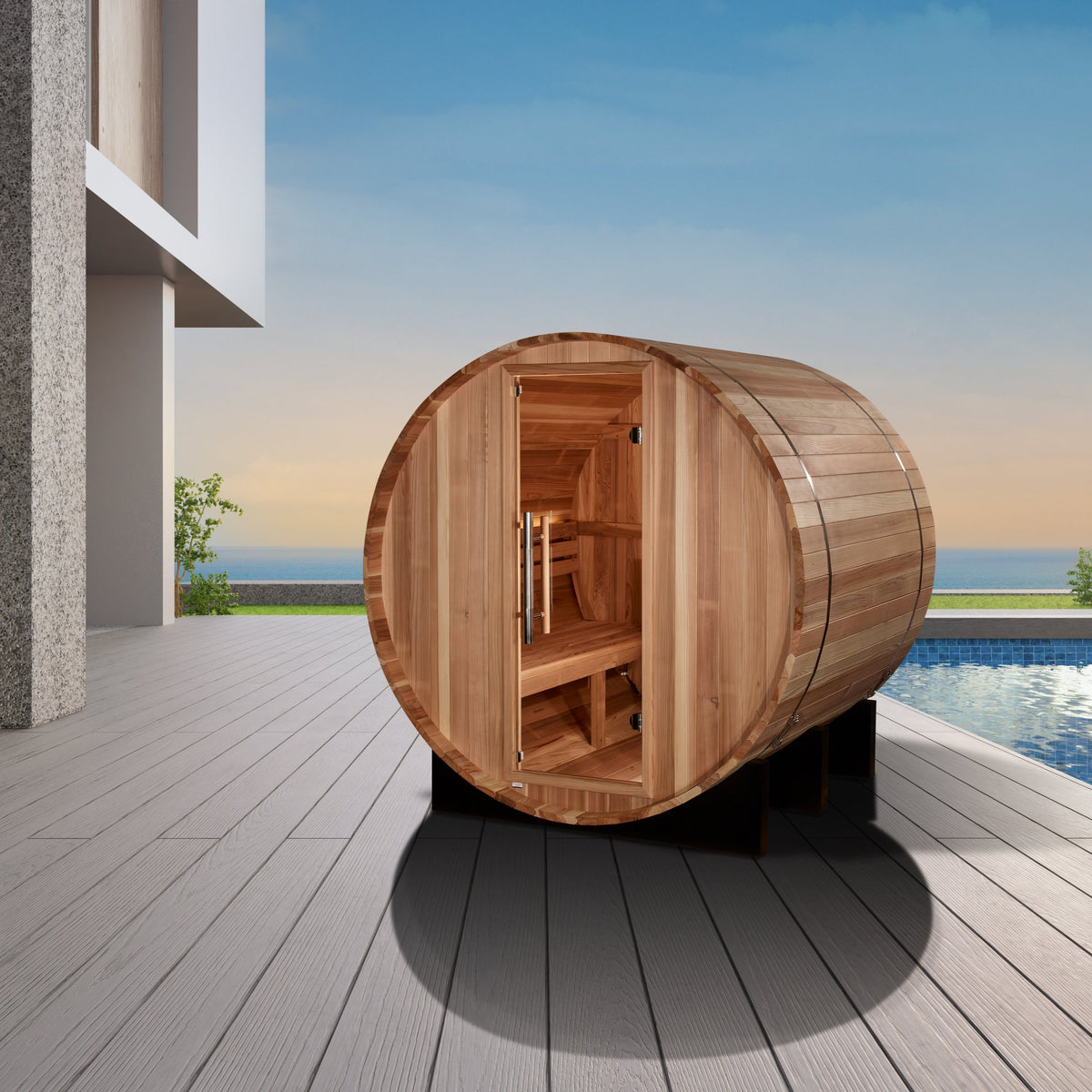 Golden Designs "St. Moritz" 2 Person Barrel Traditional Sauna - Pro Plunge