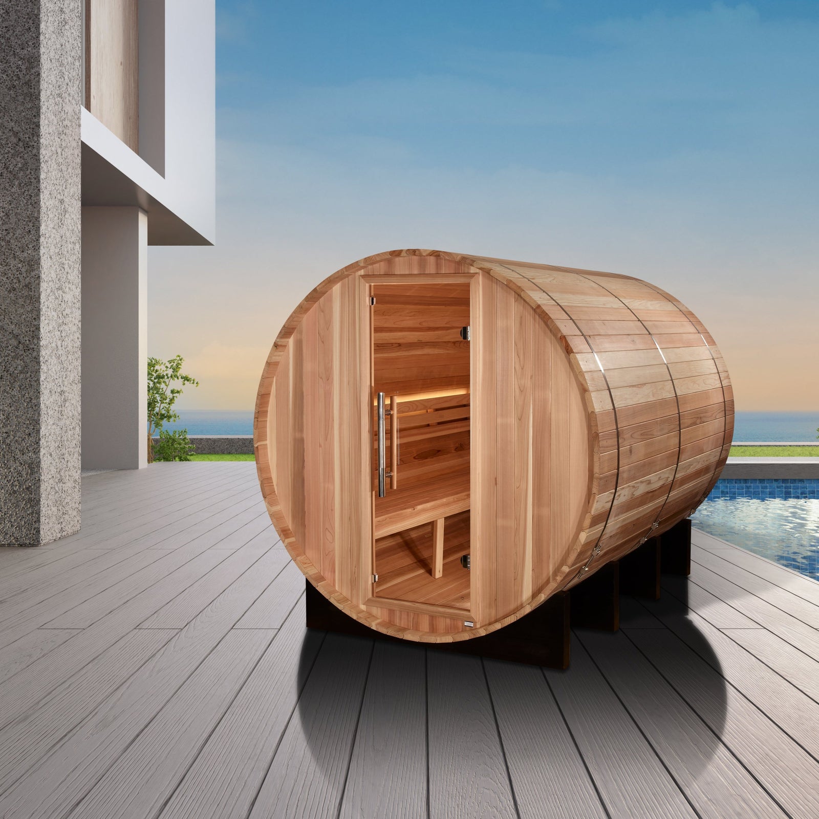 Golden Designs "Klosters" 6 Person Barrel Traditional Sauna - Pro Plunge