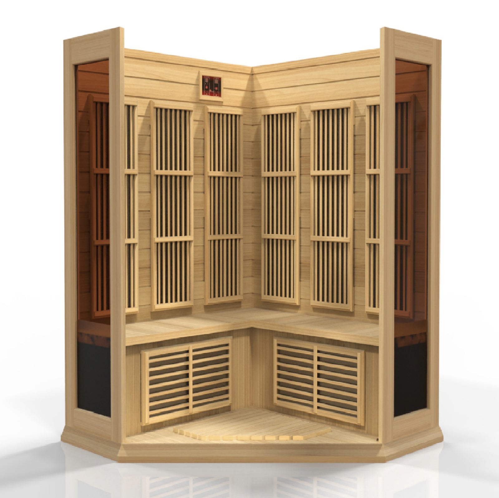 Maxxus 3-Person Corner Low EMF FAR Infrared Sauna - Pro Plunge